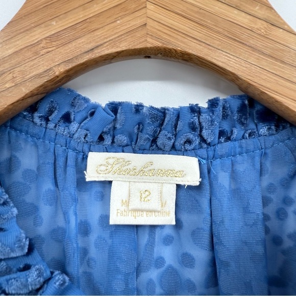 Shoshanna Sasha Mini Dress in Velvet Burnout Lapis Blue Floral Size 12 - Picture 10 of 16